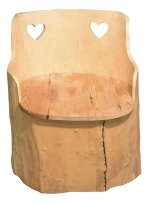 Swedish Mid Century Hand Carved Pine Stump Chair