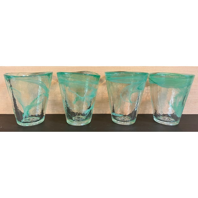 Mid-Century Modern Kosta Boda Mine Tumbler Set Green Art Glass Ulrica Hydman Vallien For Sale - Image 3 of 6