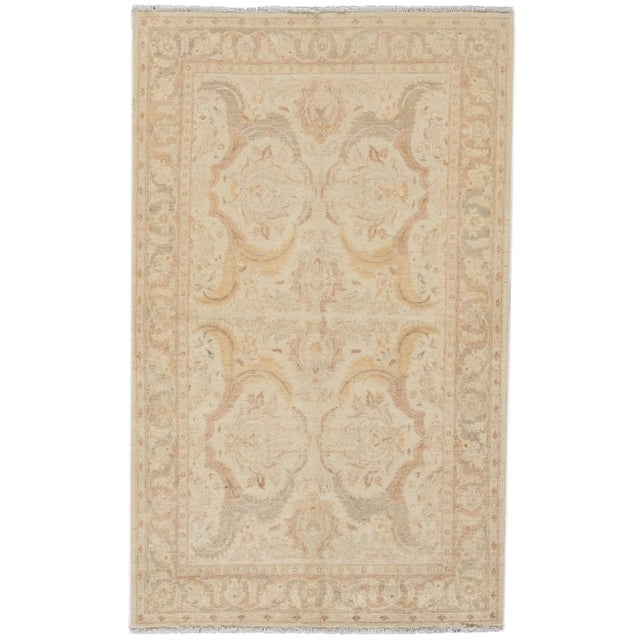 Vintage Paki Peshawar Handmade Beige Floral Wool Rug For Sale - Image 9 of 9