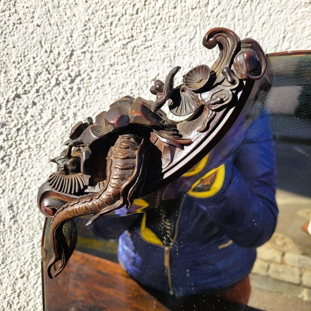 Japanese-Style Mirror in Carved Wood, 19th Century For Sale - Image 15 of 18