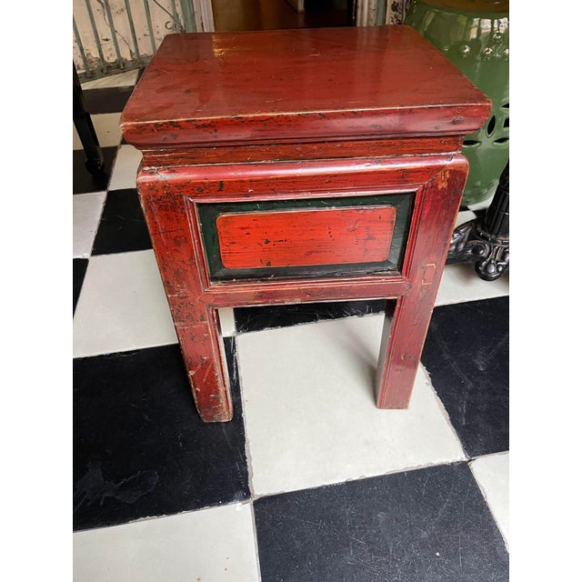 Rustic Red Chinese Side Table For Sale In New York - Image 6 of 7