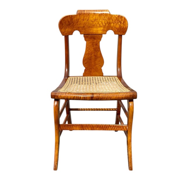 Pair of Antique Tiger Maple & Birds Eye Maple Sheraton Style Chairs For Sale In Boston - Image 6 of 11