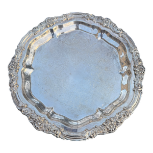 Mid 20th Century Victorian F. B. Rogers Silver Co. Round Floral Serving Platter