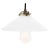 White Mid-Century Modern French Opaline Glass and Brass Pendant Lamp For Sale - Image 8 of 8