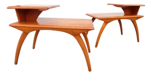 Mid Century Heywood Wakefield Tier Step Side Table Pair