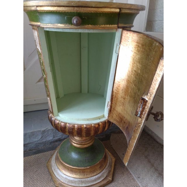 Wood Gilt Wood Florentine Italian Venetian Urn Style Pedestal Cabinet Circa 1940's For Sale - Image 7 of 9