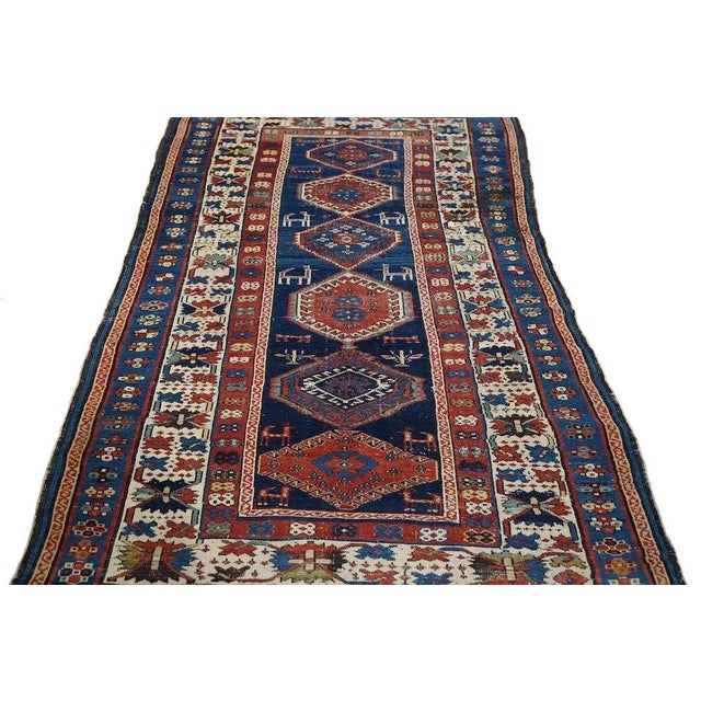 Blue Antique Shirvan Rug 3'9'' X 7'3'' For Sale - Image 8 of 12