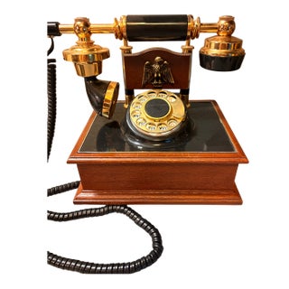 Vintage 1974 Deco-Tel Wood Rotary Phone Brass Eagle Western Electric - Works Great For Sale