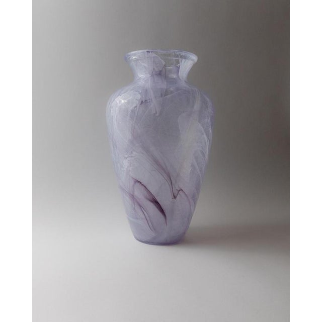 This large vintage Murano glass vase from 1970s Italy features a classic form crafted from thick decorative art glass with...