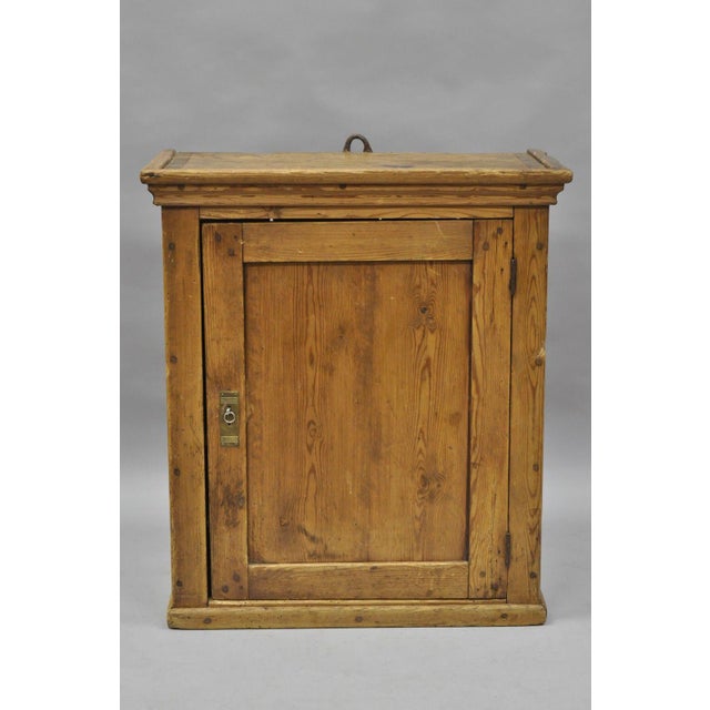 Antique Primitive Rustic Pine Wood Wall Hanging Cupboard Pantry