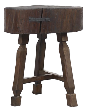 Rustic Farmhouse Wabi Sabi Oak Chopping Block or Side Table
