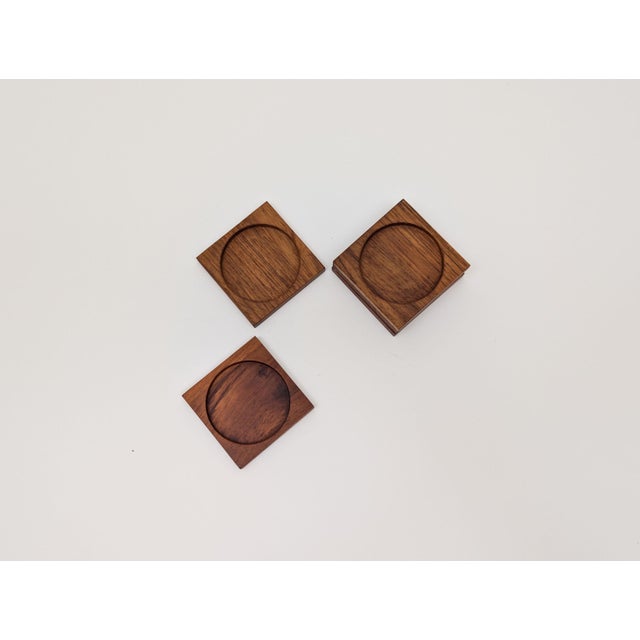 1960s 1960s Mid-Century Danish Modern Teak Coaster Set of 5 For Sale - Image 5 of 9