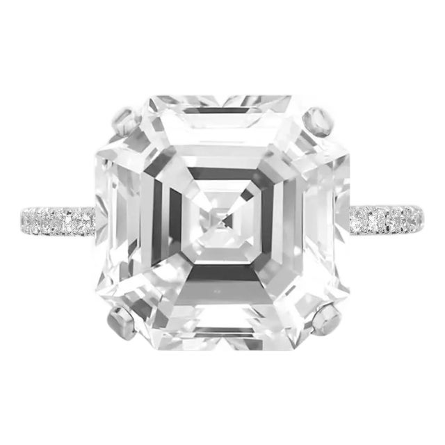 Real Lab Grown 3 Carat Ct Diamond Engagement Ring vs Clarity Asscher Cut 14k White Gold Igi Certified Size 6 For Sale