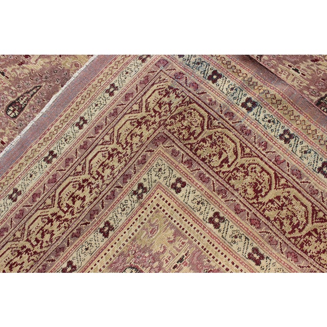 Antique Amritsar Rug With Paisley Pattern In, Lavender, Purple, Pink & Yellow 9' X 11'10 For Sale - Image 10 of 10