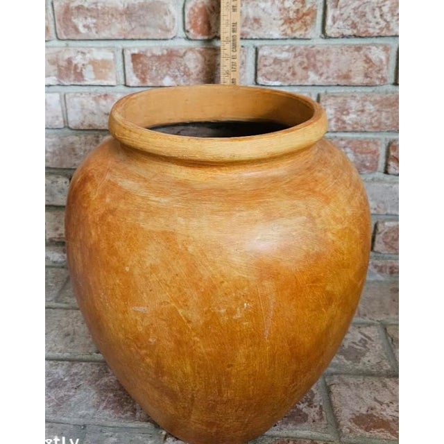 Vintage 1970s Mexican Artistic Hand Made Glazed Clay Water Jug Pot Planter For Sale - Image 4 of 9