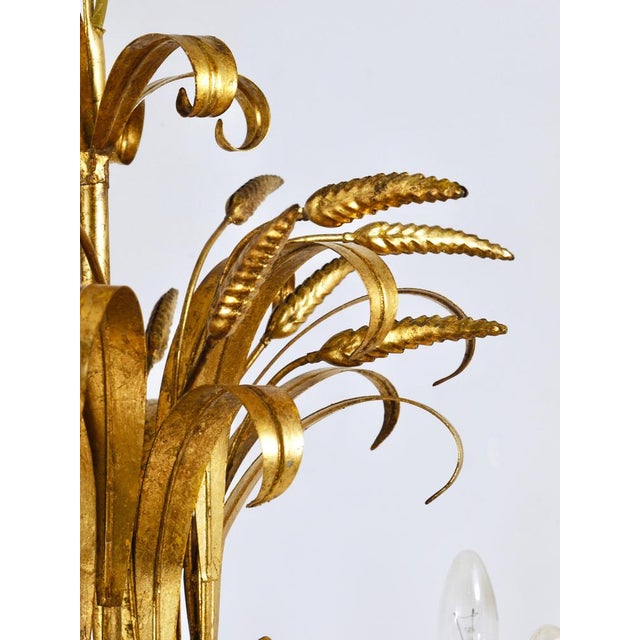 Hollywood Regency Wheat Floral Bouquet Gilt Iron Chandelier by Hans Kögl, 1970s For Sale - Image 10 of 18