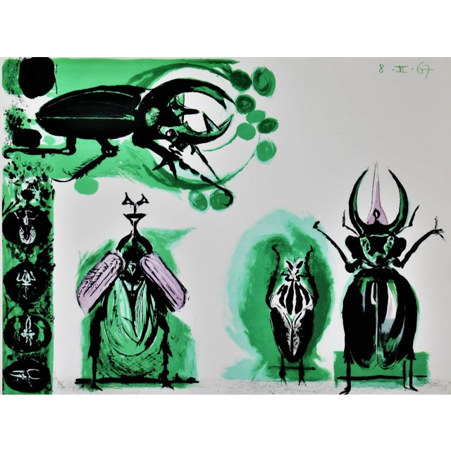 This artwork titled "Beetles #1" from the suite "Bestiary and some Correspondences" 1967 is an original color lithograph...