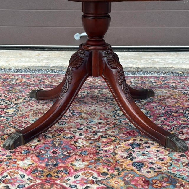 Vintage Regency Style Mahogany Rotating Drum Tooled Leather Top Rent Table For Sale - Image 11 of 12