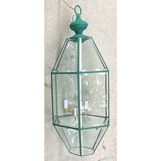 Vintage Hexagonal Hanging Lantern Solid Brass Foyer Pendant Light For Sale In Miami - Image 6 of 14