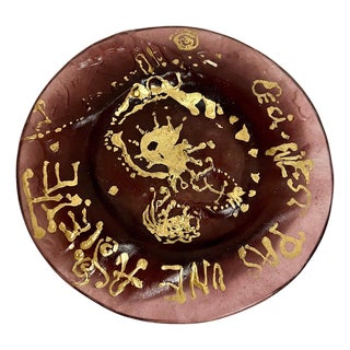 (after) Salvador Dali, Salvador Dali Daum Pate de Verre with Gold, Glass Plate Sculpture Crystal Art, c.1970 For Sale