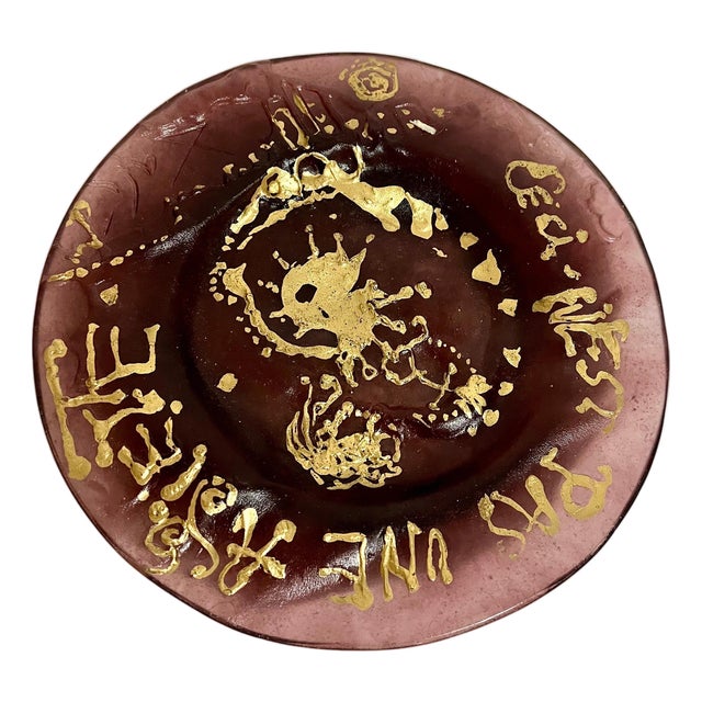 (after) Salvador Dali, Salvador Dali Daum Pate de Verre with Gold, Glass Plate Sculpture Crystal Art, c.1970 For Sale