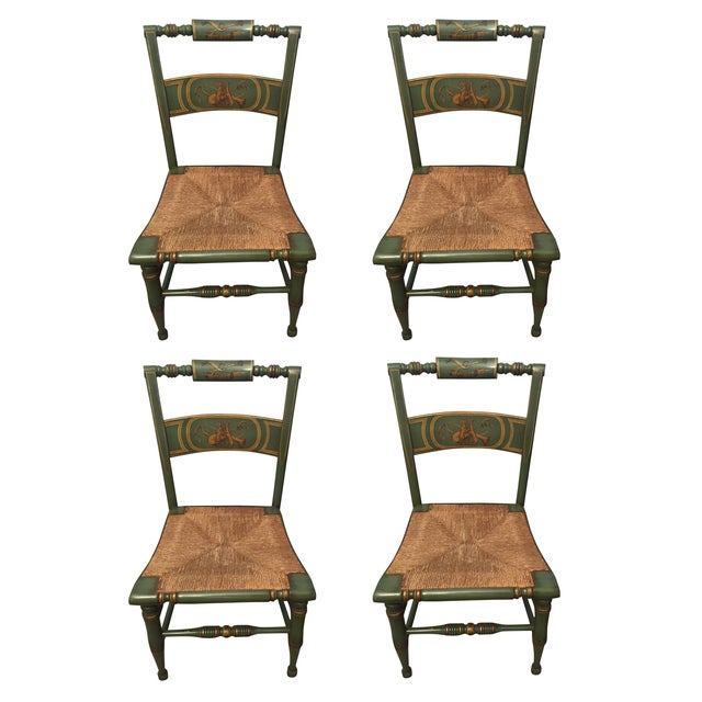 Hitchcock Style Painted Rush Seat Chairs Set of 4 Chairish