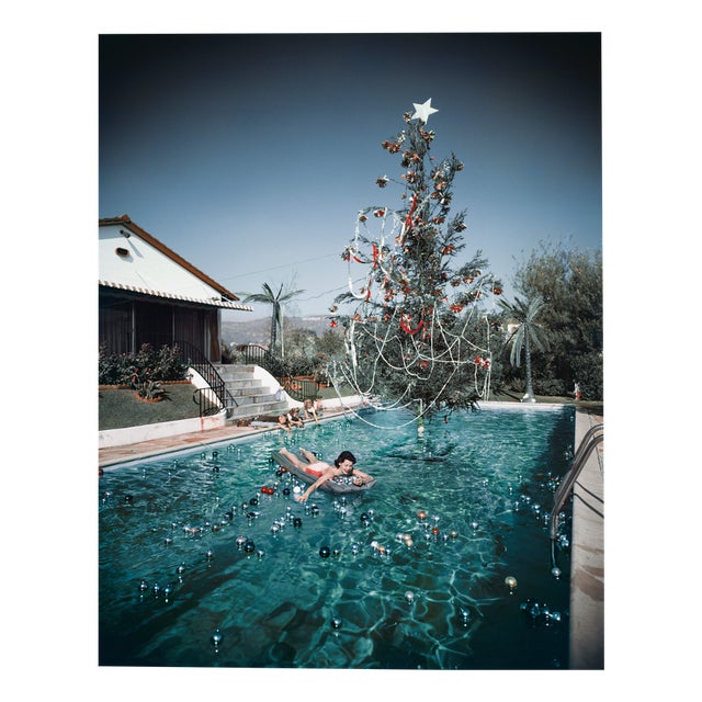 Slim Aarons, Christmas Swim, Estate Stamped C-type Digital Print For Sale