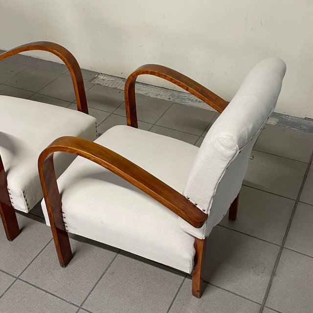 Art Deco Italian Armchairs in Curved Wood, 1930s, Set of 2 For Sale - Image 10 of 15