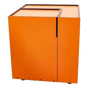 Orange Laminated Sewing Machine Cube on Wheels For Sale