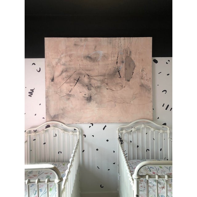 Pink Contemporary Minimalist Abstract Mixed-Media Painting For Sale - Image 8 of 9