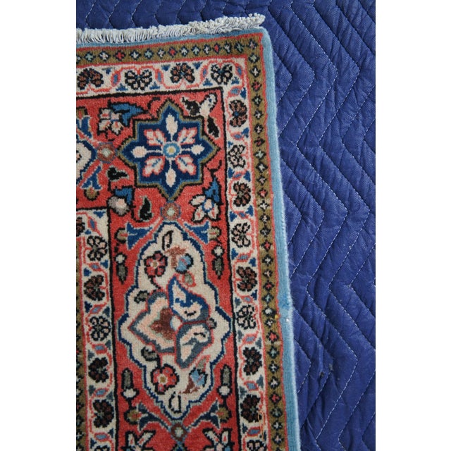 Red Traditional Red & Blue Geometric Floral Medallion Wool Area Rug Carpet 4 X 7' For Sale - Image 8 of 10