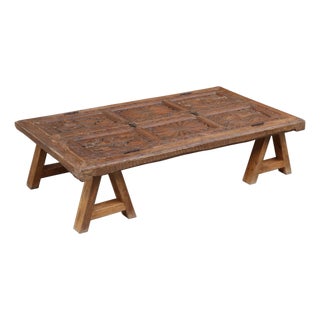 1970s Rustic Brown Reclaimed Teak Wood Coffee Table – 1 Piece For Sale