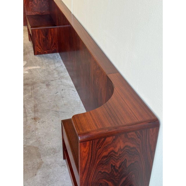 Mid-Century Modern 1960s Danish Mid-Century Modern Rosewood King Headboard With Integrated Nightstands by Arne Wahl For Sale - Image 3 of 11