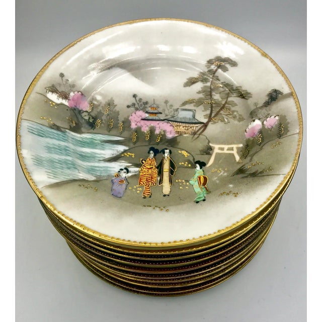 So charming. Exquisite in detail. This is a beautiful and rare set of late Meiji or early 20th Century Kutani Satsuma...