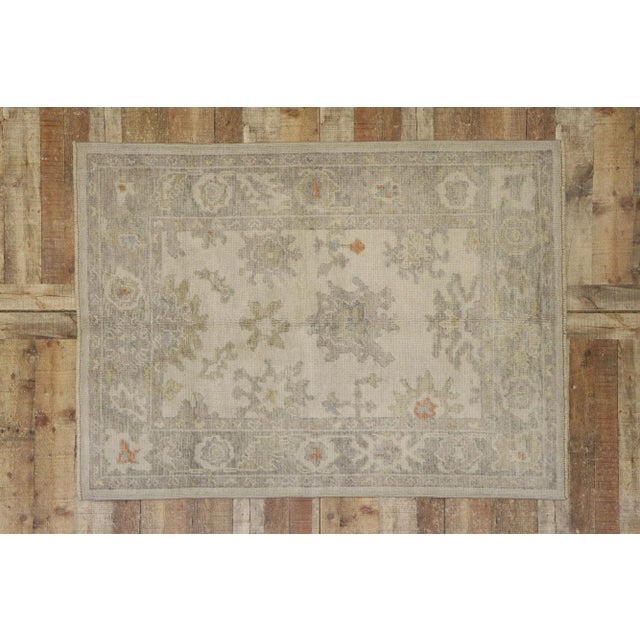 Oyster Gray Turkish Oushak Rug - 04'02 X 05'07 For Sale - Image 8 of 9
