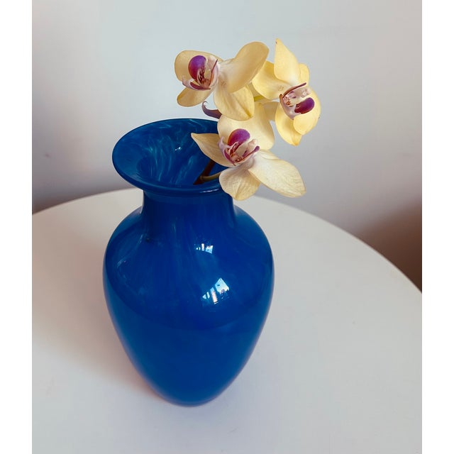 Murano Alberto Donà Blue Murano Glass Vase Ultramarine 1950s Italy For Sale - Image 4 of 7