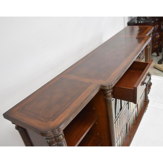 Maitland-Smith Trompe-L‚Äôoeil Book Form Leather Top Fruitwood Library Cabinet / Credenza / Console For Sale - Image 12 of 12