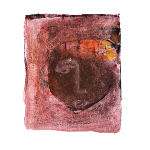 Vintage Latin American School Minimalist Portrait in Acrylic on Paper by Ricardo De Silva