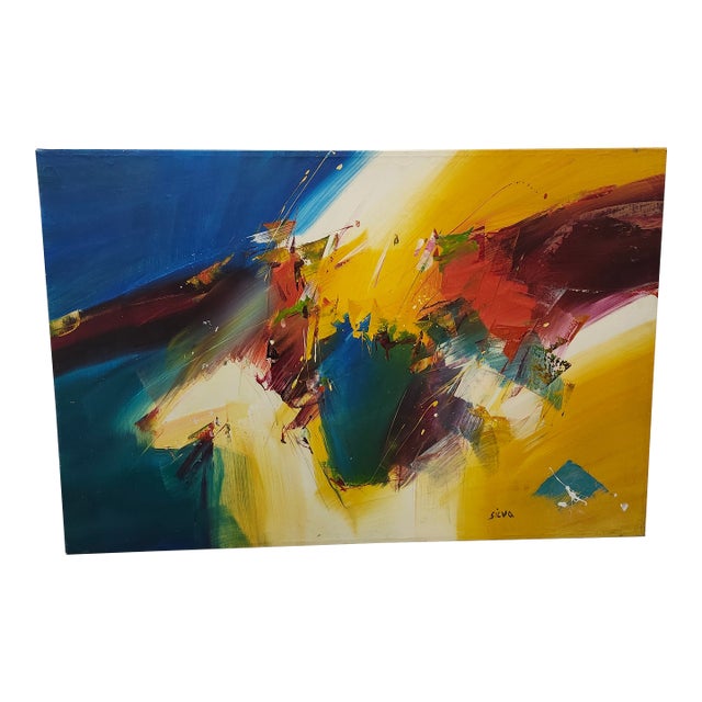 1960s Abstract Painting by Columbian Artist Francisco Silva For Sale