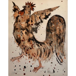 Reuven Rubin, Modern Israeli Lithograph Reuven Rubin Views Of Israel Judaica Crowing Rooster, 1960 For Sale
