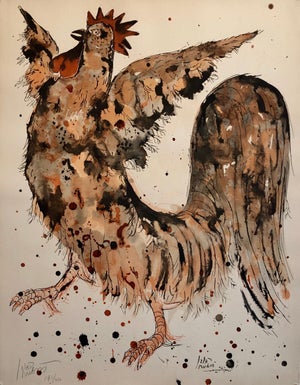 Reuven Rubin, Modern Israeli Lithograph Reuven Rubin Views Of Israel Judaica Crowing Rooster, 1960