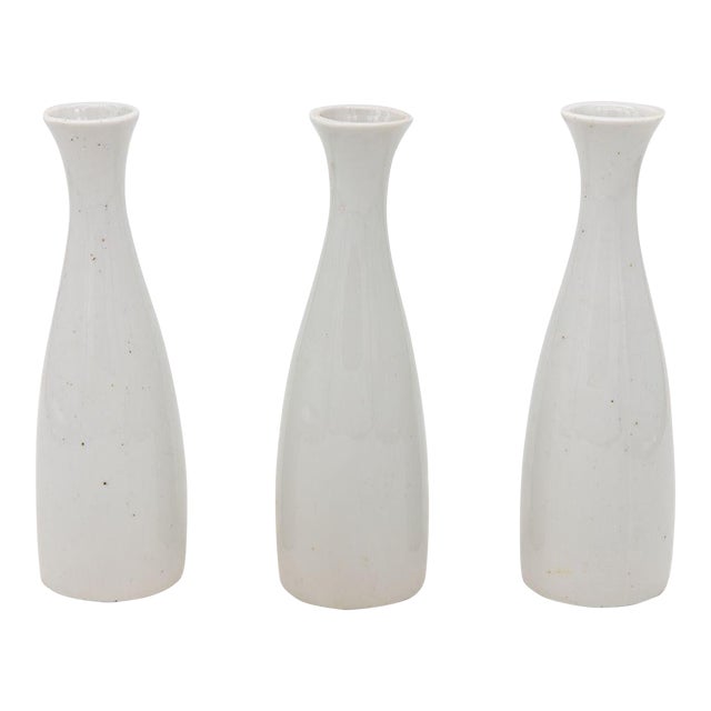 Collection of Three White Single Bud Vases, French Early 21st C. For Sale