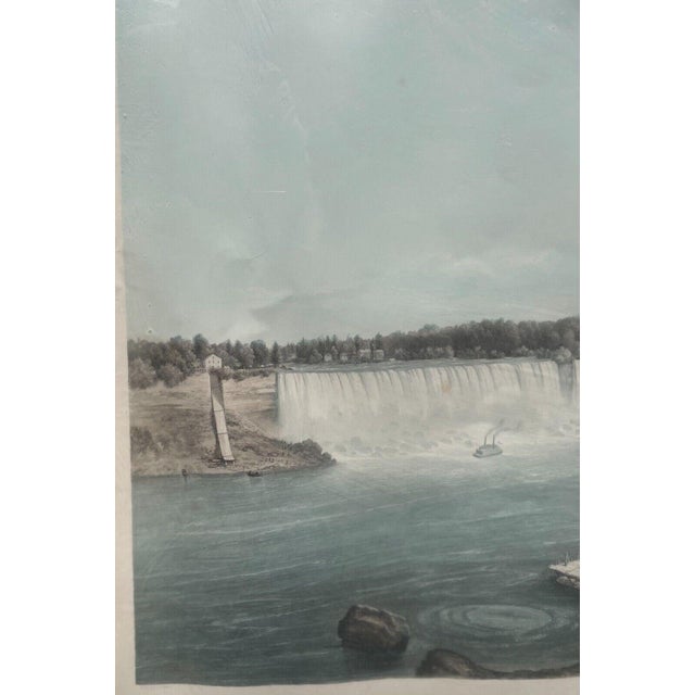 Rare Antique 1852 Panoramic View of Niagara Falls Handcolored Aquatint Engraving For Sale - Image 11 of 12