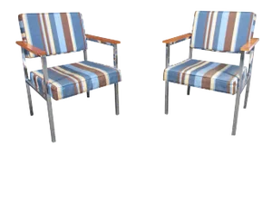 Mid-Century Modern Teak and Metal Club Chairs - A Pair