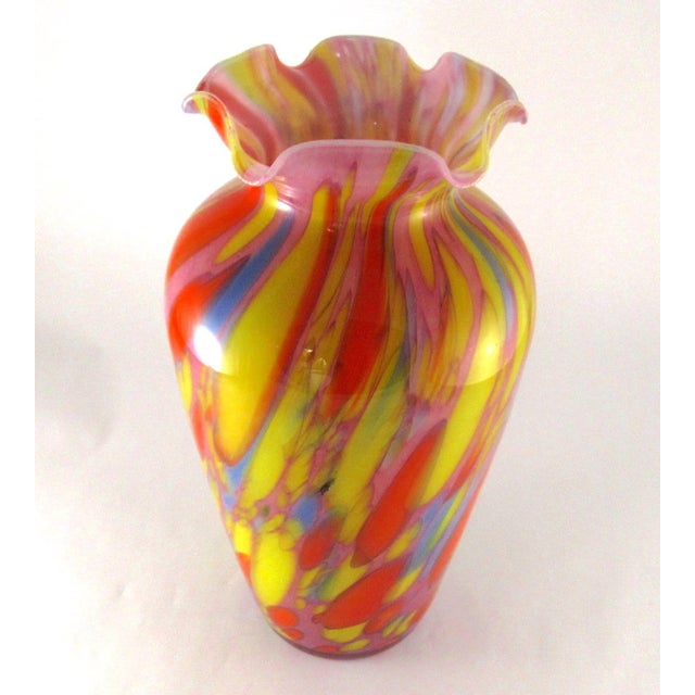 Vintage Hand Blown Multi Colored Glass Vase by Lavorazione Arte Murano