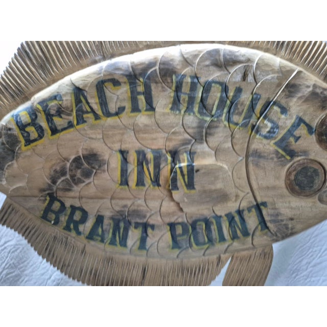 Wood Carved Fish Trade Sign for "Beach House Inn, Brant Point" For Sale - Image 7 of 12