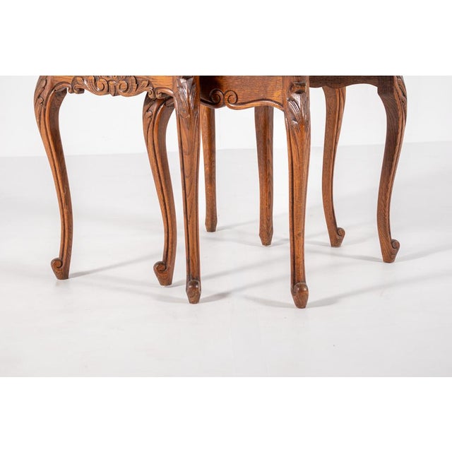 Wood Vintage Nesting Tables with Cane and Glass Top, Set of 2 For Sale - Image 7 of 11