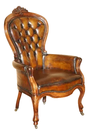 Victorian Hand-Dyed Brown Leather Chesterfield Library Armchair