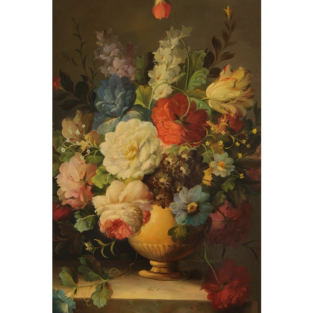 Artist Signed Framed Floral Still Life Oil Painting on Canvas For Sale - Image 10 of 14