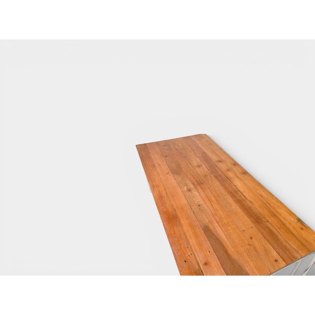 Large Industrial Dining Table Wood and Chrome Base, 1990s For Sale - Image 6 of 9